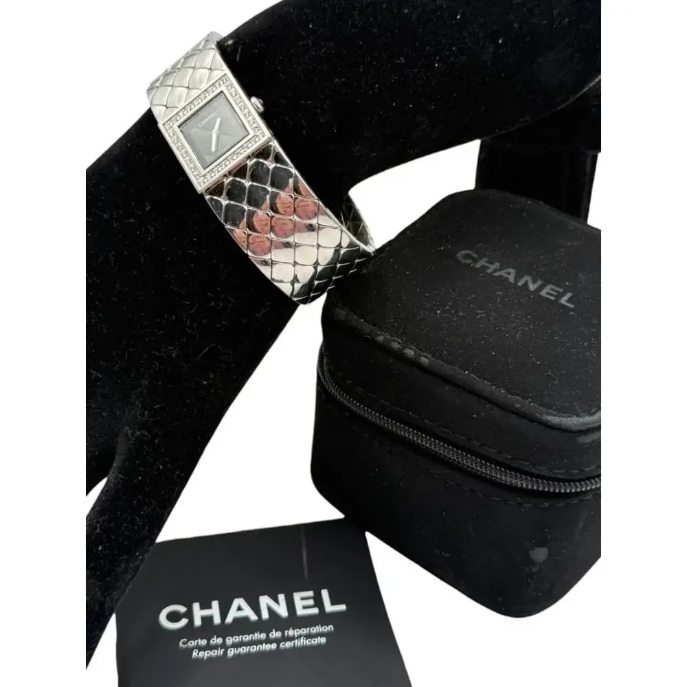 Chanel Matelassé Diamond Bezel Wristwatch